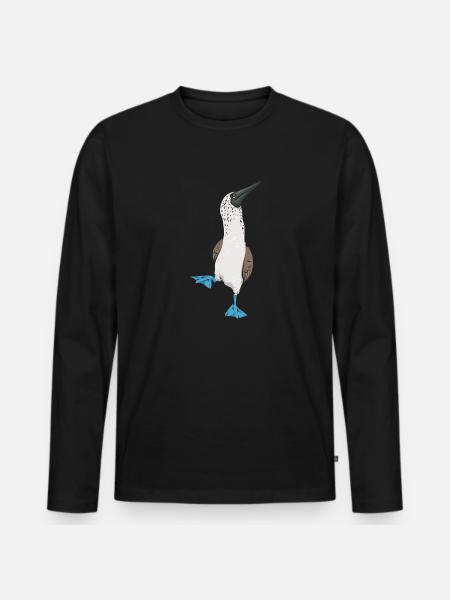 Blaufußtölpel Blue-footed Booby Seevogel - Männer Premium Bio Langarmshirt - Schwarz