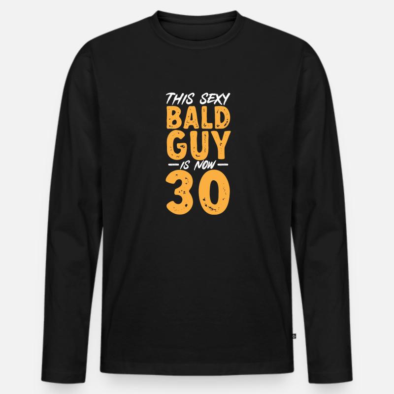 Glatze Kahlköpfigkeit Bart Glatzkopf - Männer Premium Bio Langarmshirt - Schwarz
