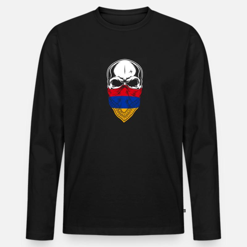 KOLUMBIEN-SCHÄDEL - Männer Premium Bio Langarmshirt - Schwarz
