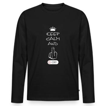 Fuck Off, Fuck, Fucking - Männer Premium Bio Langarmshirt - Schwarz - Vorne - Nico (187cm)