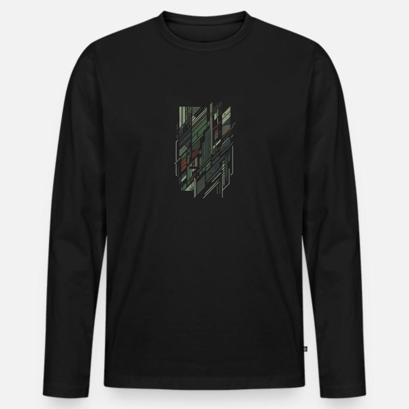 Geometrisches Tarngitter - Männer Premium Bio Langarmshirt - Schwarz