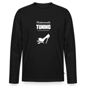 Mademoiselle tuning - T-shirt manches longues Premium bio Homme - noir - Devant - Nico (187cm)