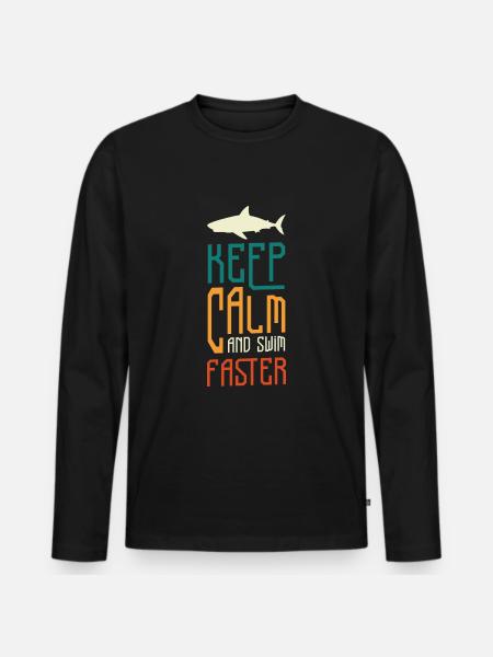Shark Diving Angler - Men's Premium Organic Long Sleeve Shirt - black