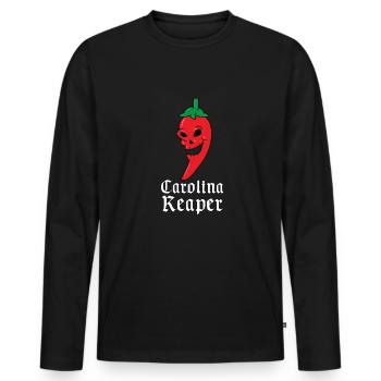 Carolina Reaper | Chili, Scoville, nourriture épicée - T-shirt manches longues Premium bio Homme - noir - Devant - Nico (187cm)