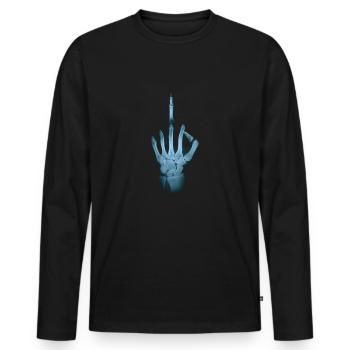 Fuck X-ray middle finger x-ray gift - Men's Premium Organic Long Sleeve Shirt - black - Front - Nico (187cm)