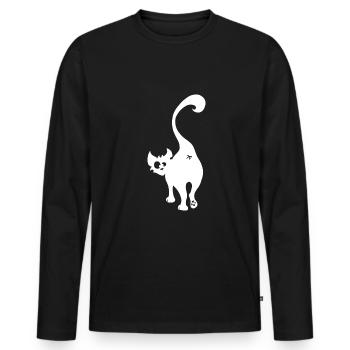 Fesses de Chat - T-shirt manches longues Premium bio Homme - noir - Devant - Nico (187cm)
