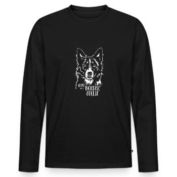 Aimé par un BORDER COLLIE Chien Chien Wilsigns - T-shirt manches longues Premium bio Homme - noir - Devant - Nico (187cm)