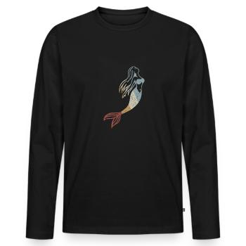 Sirène Retro Style Vintage - T-shirt manches longues Premium bio Homme - noir - Devant - Nico (187cm)