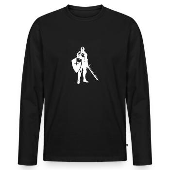 Noble chevalier avec épée et bouclier - T-shirt manches longues Premium bio Homme - noir - Devant - Nico (187cm)