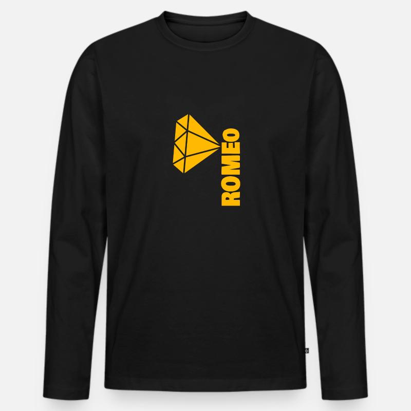 Edel Romeo - Männer Premium Bio Langarmshirt - Schwarz