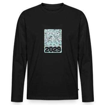 Numéro 2029 - T-shirt manches longues Premium bio Homme - noir - Devant - Nico (187cm)