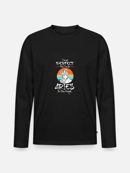 Sternzeichen Widder - Männer Premium Bio Langarmshirt - Schwarz