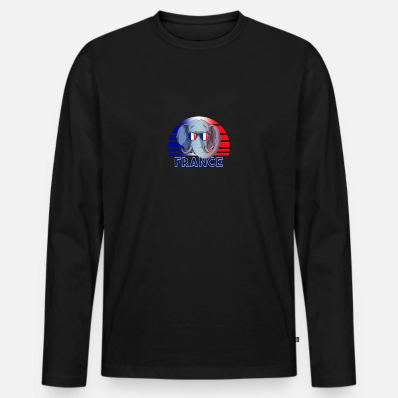 Frankreich - Männer Premium Bio Langarmshirt - Schwarz