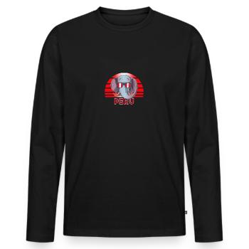 Pérou - T-shirt manches longues Premium bio Homme - noir - Devant - Nico (187cm)