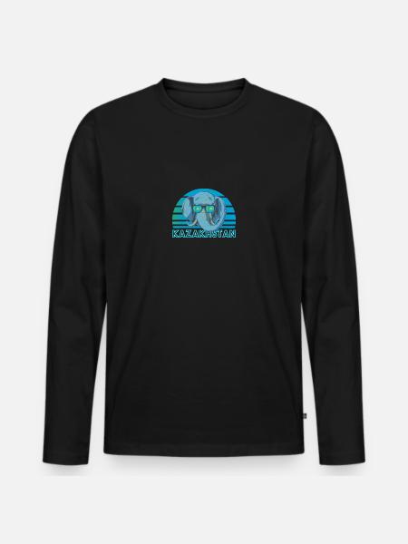 Kazakhstan - Men's Premium Organic Long Sleeve Shirt - black