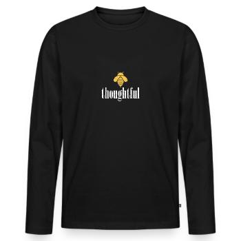 Yellow Bee Thoughtful Bee Be Thoughtful - Men's Premium Organic Long Sleeve Shirt - black - Front - Nico (187cm)