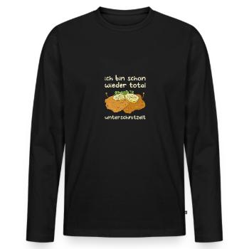 Unterschnitzelt Wiener Schnitzel Fleisch Geschenk - Männer Premium Bio Langarmshirt - Schwarz - Vorne - Nico (187cm)