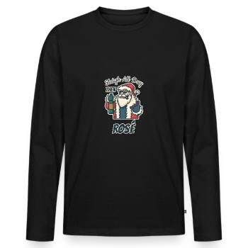 Noël Santa alcool boire fête cadeau - T-shirt manches longues Premium bio Homme - noir - Devant - Nico (187cm)