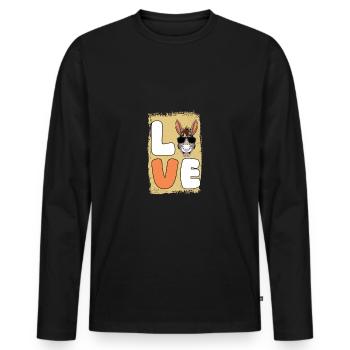 Âne - T-shirt manches longues Premium bio Homme - noir - Devant - Nico (187cm)