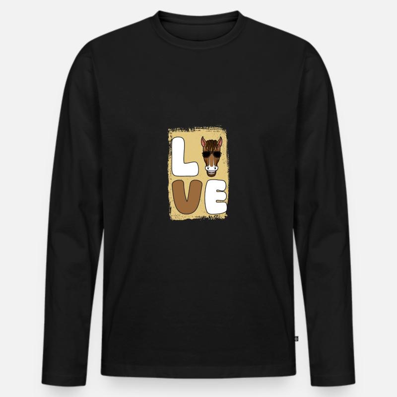 Reiten Pferd - Männer Premium Bio Langarmshirt - Schwarz