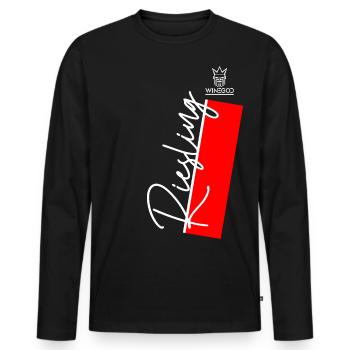 Winegod saying Riesling - Men's Premium Organic Long Sleeve Shirt - black - Front - Nico (187cm)