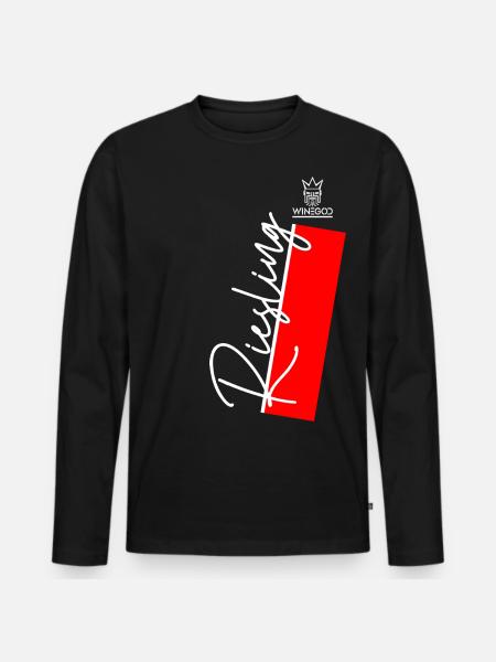 Winegod saying Riesling - Men's Premium Organic Long Sleeve Shirt - black