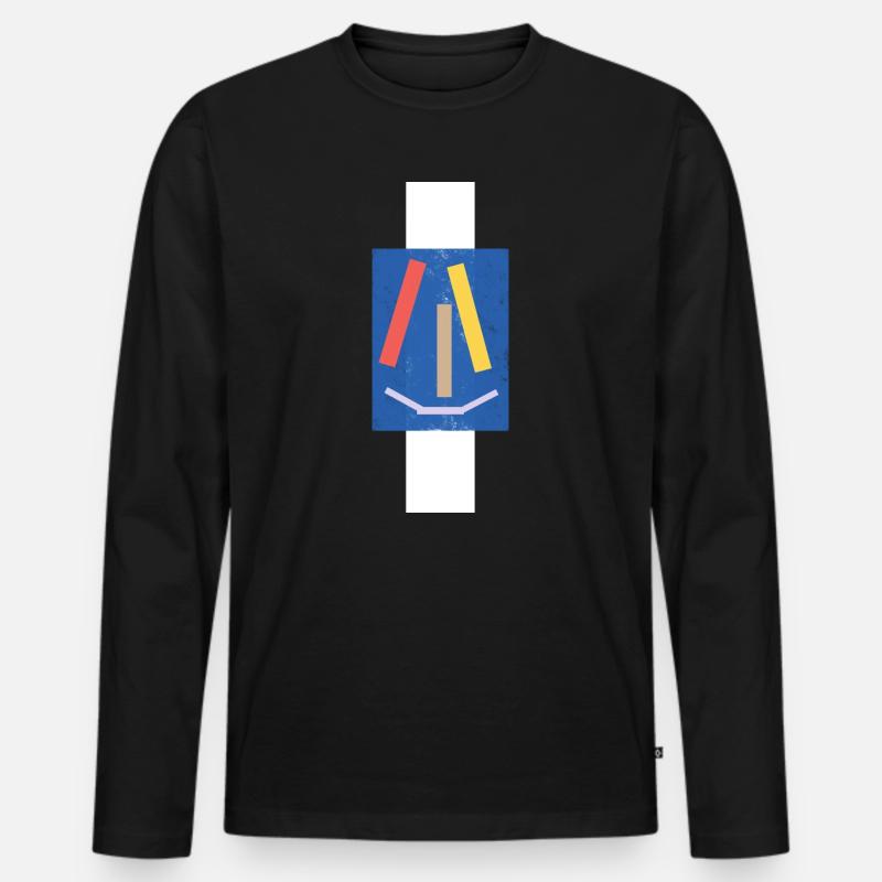 Abstrakt lachendes Gesicht - Männer Premium Bio Langarmshirt - Schwarz