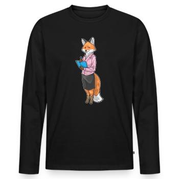 Fox Secretary Notebook Office - Men's Premium Organic Long Sleeve Shirt - black - Front - Nico (187cm)