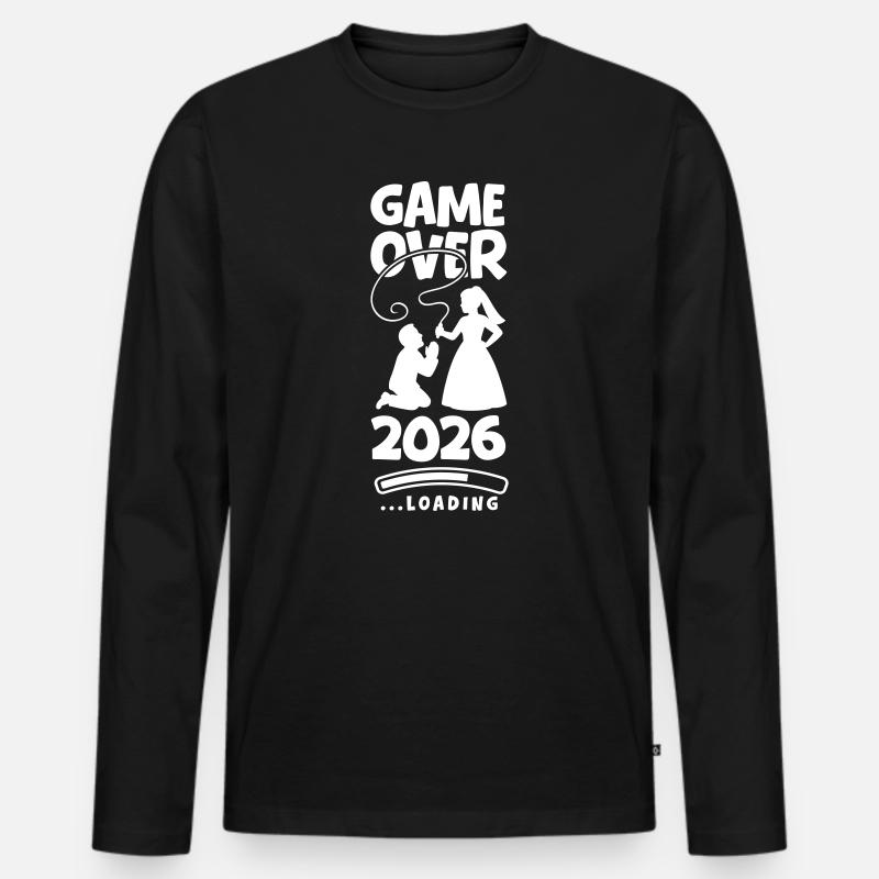 Hochzeit Game Over 2026 - Männer Premium Bio Langarmshirt - Schwarz
