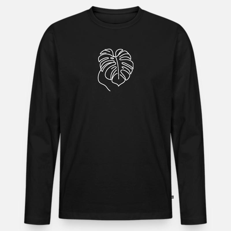 Monstera - Männer Premium Bio Langarmshirt - Schwarz