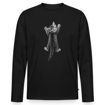 Chaton - T-shirt manches longues Premium bio Homme - noir - Devant - Nico (187cm)