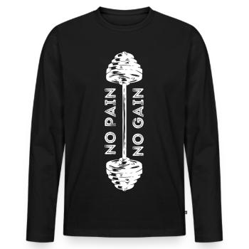 T-shirt d’entraînement No Cap No Gain Gym Sport Fitness - T-shirt manches longues Premium bio Homme - noir - Devant - Nico (187cm)