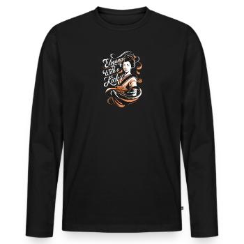 Elegance With A Kick - Men's Premium Organic Long Sleeve Shirt - black - Front - Nico (187cm)