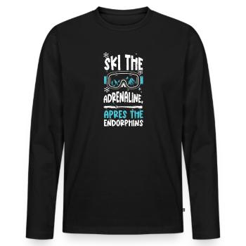 Skiez l’adrénaline, après l’en... - T-shirt manches longues Premium bio Homme - noir - Devant - Nico (187cm)