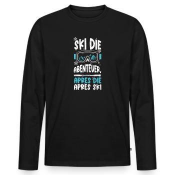 Ski die Abenteuer, Apres die apr... - Männer Premium Bio Langarmshirt - Schwarz - Vorne - Nico (187cm)