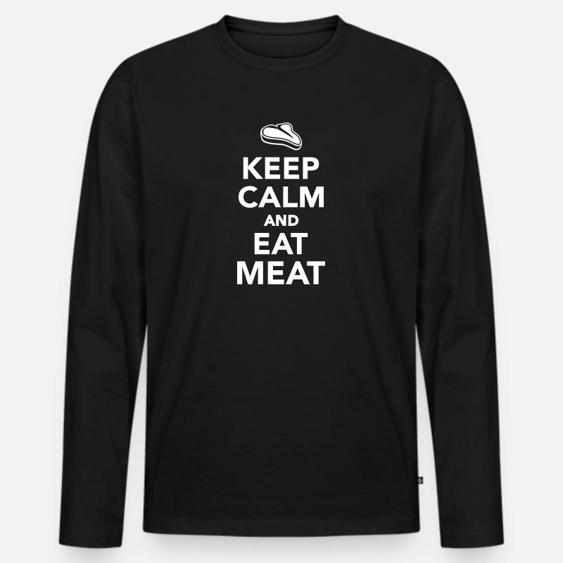 Fleisch - Männer Premium Bio Langarmshirt - Schwarz