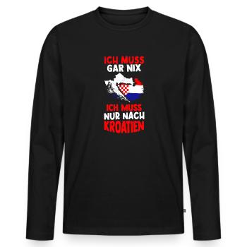 Kroatien Sommerferien Urlaub Sommerurlaub Sonne Ur - Männer Premium Bio Langarmshirt - Schwarz - Vorne - Nico (187cm)