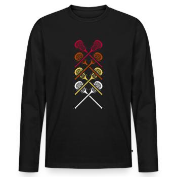 Lacrosse Retro Lacrosse Racket Lacrosse Player - Men's Premium Organic Long Sleeve Shirt - black - Front - Nico (187cm)