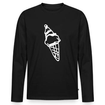 Ein leckeres Eis in der Eisdiele kaufen - Männer Premium Bio Langarmshirt - Schwarz - Vorne - Nico (187cm)