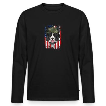 BORDER COLLIE - T-shirt manches longues Premium bio Homme - noir - Devant - Nico (187cm)