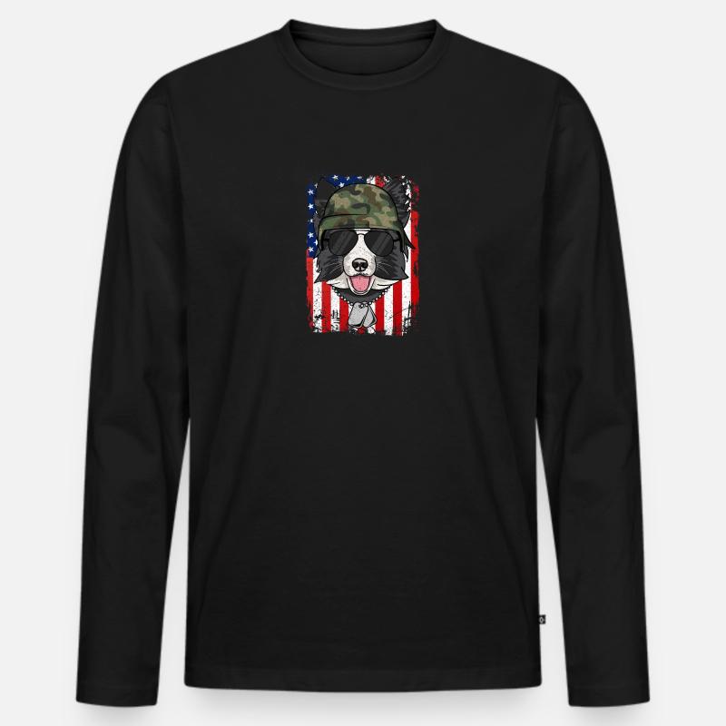 BORDER COLLIE - Männer Premium Bio Langarmshirt - Schwarz