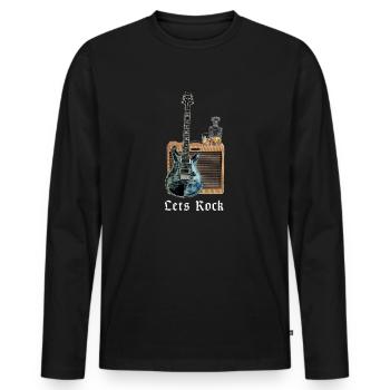 Let's Rock | Guitar, Whisky, Amplifier, Music - Men's Premium Organic Long Sleeve Shirt - black - Front - Nico (187cm)