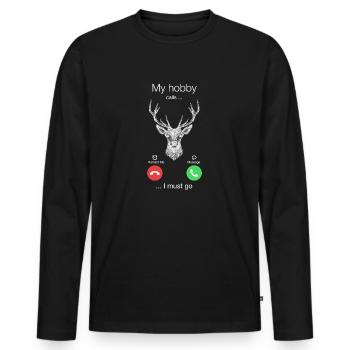 Hobby hunting calls must go - gift - Men's Premium Organic Long Sleeve Shirt - black - Front - Nico (187cm)