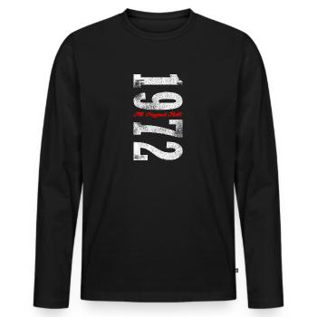 1972 born - Men's Premium Organic Long Sleeve Shirt - black - Front - Nico (187cm)