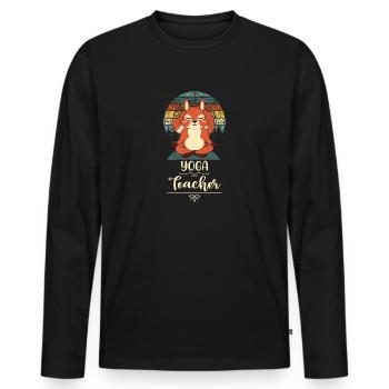 Professeur de Yoga Cadeau Namaste Écureuil Vintage - T-shirt manches longues Premium bio Homme - noir - Devant - Nico (187cm)