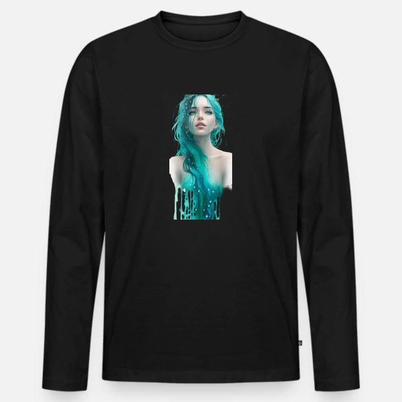 ätherische Halbkörperporträt einer Frau Wasser F - Männer Premium Bio Langarmshirt - Schwarz