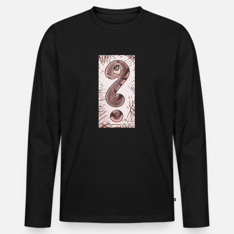 Fragezeichen Schlange braun schmal - Männer Premium Bio Langarmshirt - Schwarz