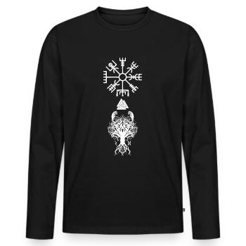 Yggdrasil - Männer Premium Bio Langarmshirt - Schwarz - Vorne - Nico (187cm)