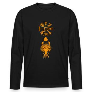 Yggdrasil - Männer Premium Bio Langarmshirt - Schwarz - Vorne - Nico (187cm)