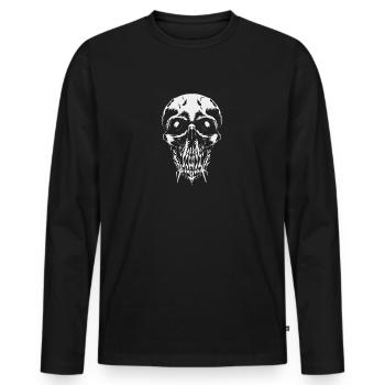 Totenkopf - Männer Premium Bio Langarmshirt - Schwarz - Vorne - Nico (187cm)